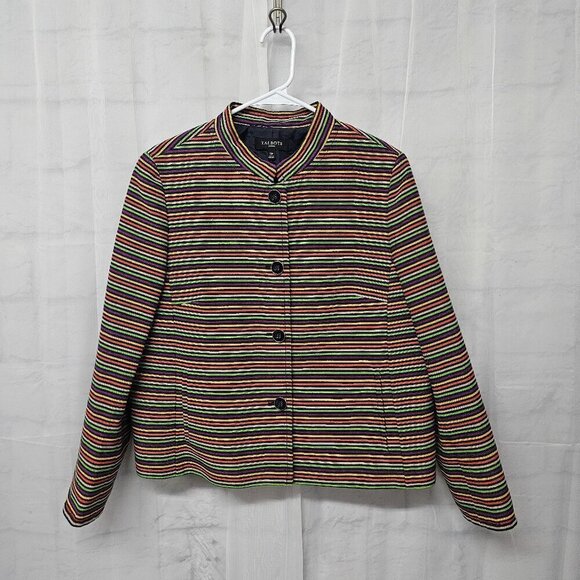 Talbots Blazer Purple Orange Striped Single Breasted Striped Retro 16P - Picture 1 of 11